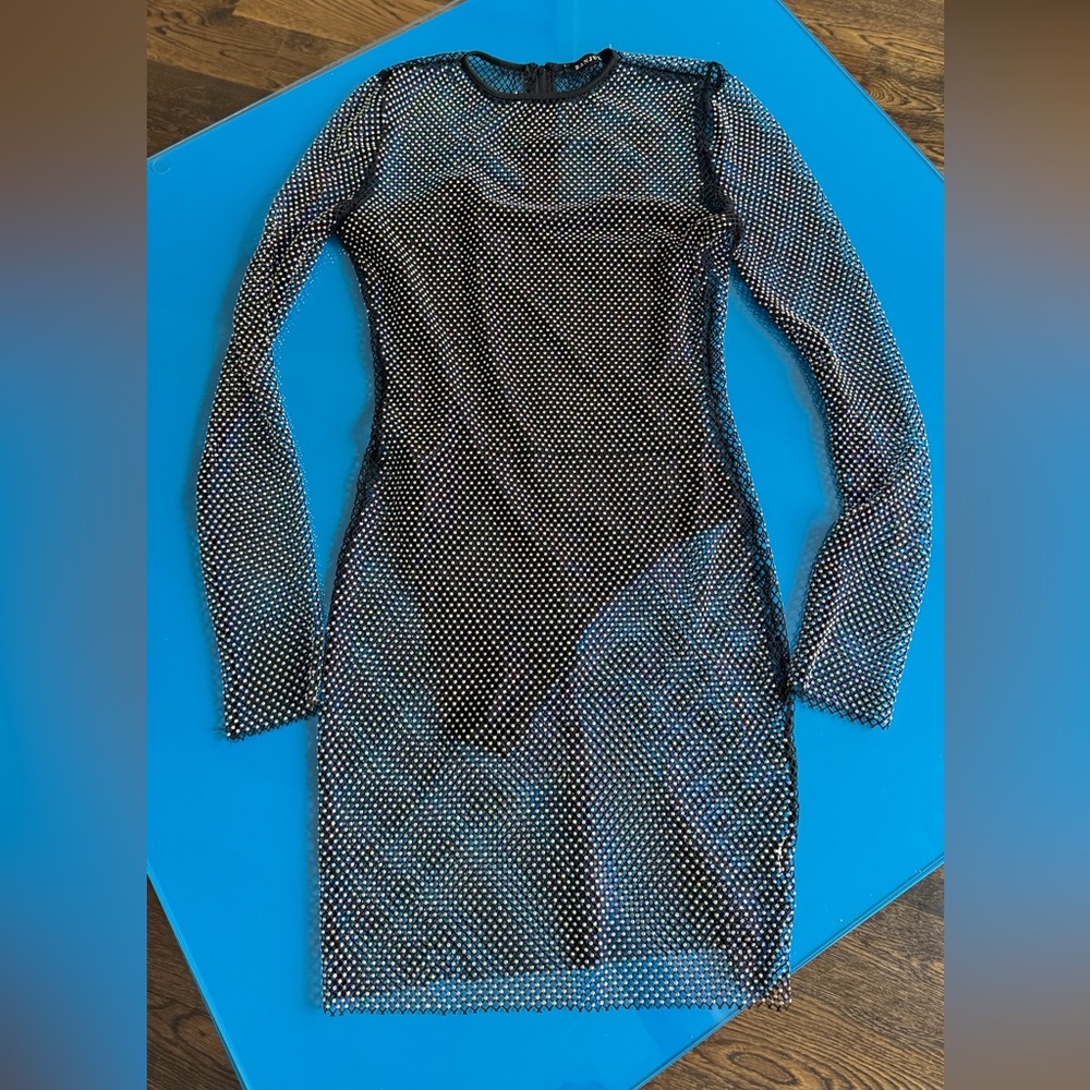 Banjul Black and White Polka Dot Mesh Dress